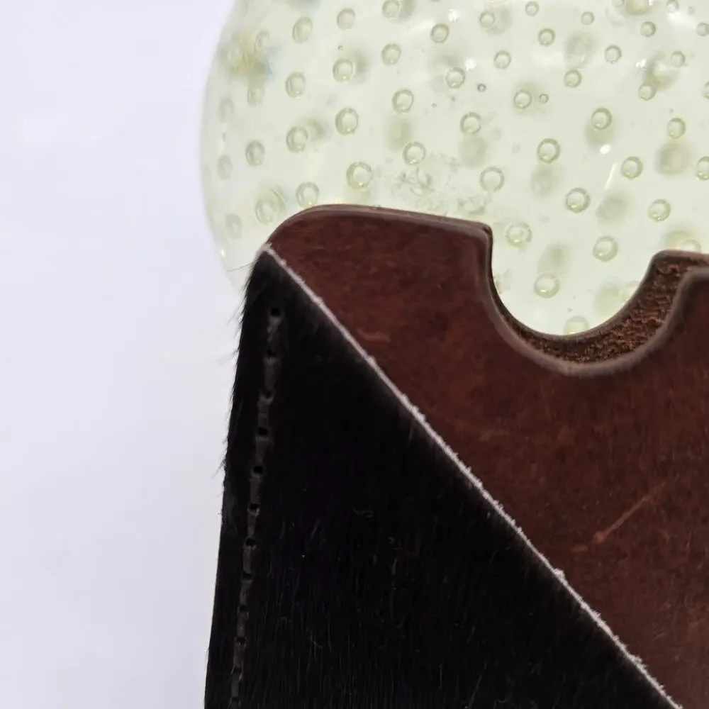 Leather Card Holder Horse Cow Animal Hair Wallet Brown Vintage Handmade